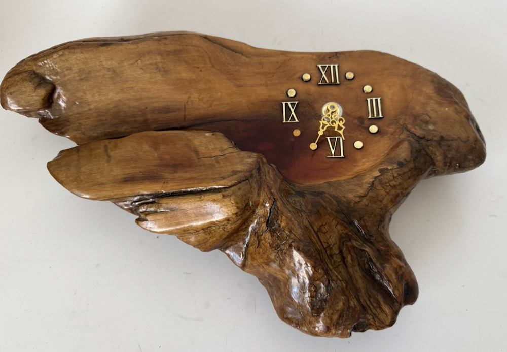 Rustic Handmade real wood Wall Clock Live Edge Wood Slab Cabin Lodge Decor Vinta
